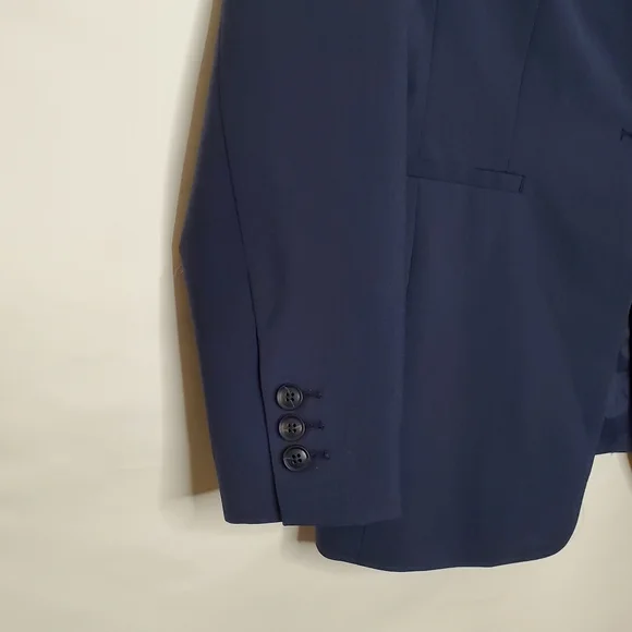 Banana Republic Long and Lean Blazer Size 14 Wool Blend Navy Blue Lined Jacket - Picture 3 of 12